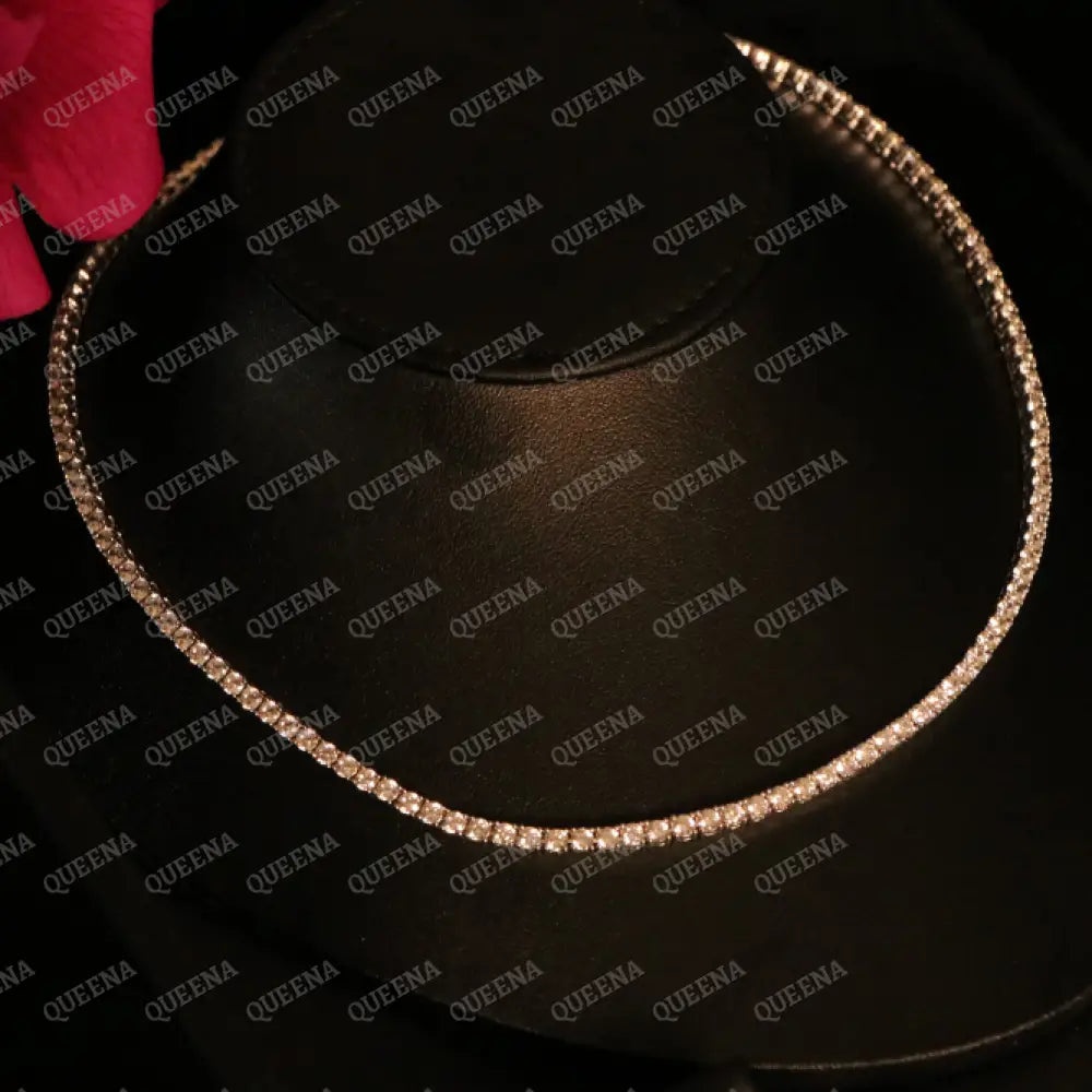 Elegant Classic Moissanite Diamond Tennis Choker Necklace with Dimond Lock Necklaces
