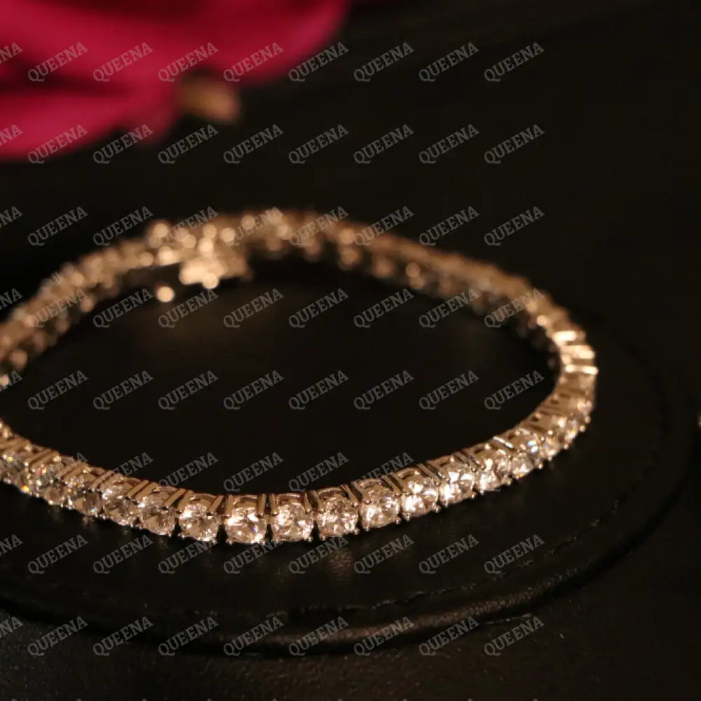 Elegant Classic Moissanite Diamond Tennis Jewelry Set with Dimond Lock (Choker Necklace + Bracelet) Jewelry Sets