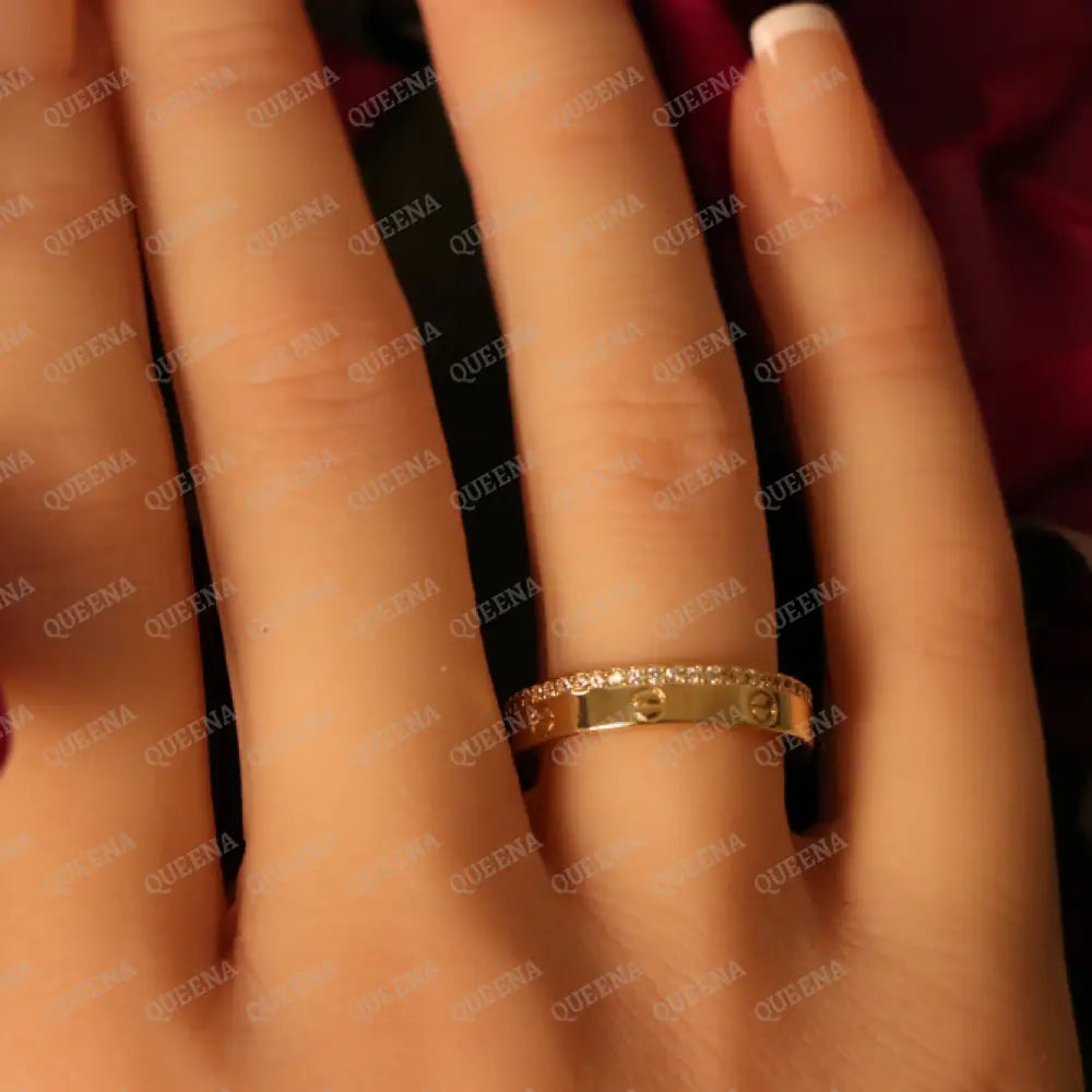 Elegant Golden Iconic Love Ring Studded with Zircon Stones Rings