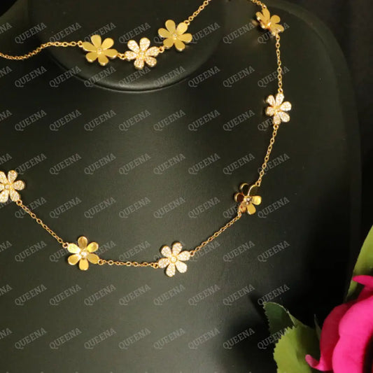 Elegant Jasmin Jewelry Set with 10 Jasmin Flowers (Necklace + Bracelet) Jewelry Sets
