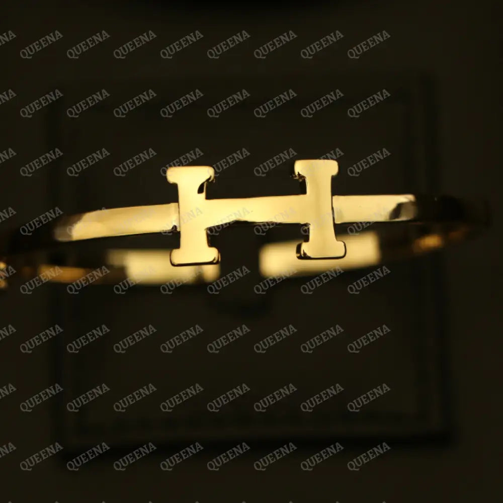 Elegant Trendy Golden H bangle Bracelet