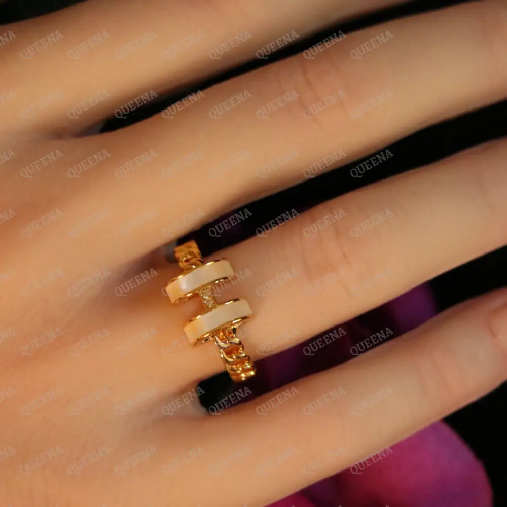 Elegant Trendy Golden H Ring Rings