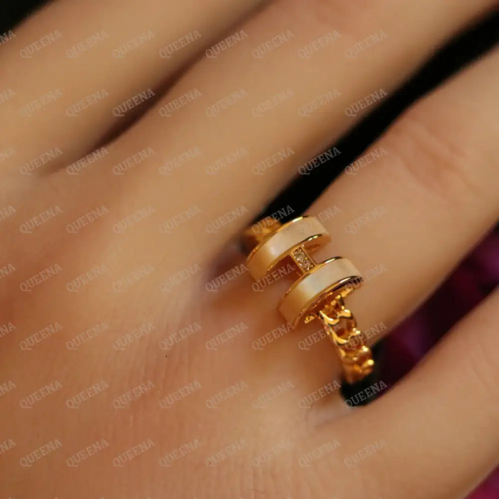 Elegant Trendy Golden H Ring Rings