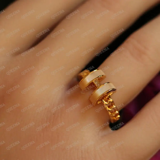 Elegant Trendy Golden H Ring Rings