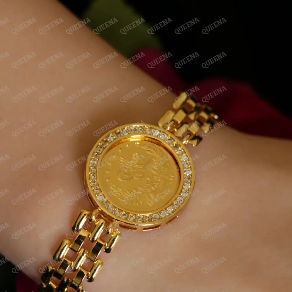 Elegant Zircon Lira Coin Rolex Strap Bracelet Bracelet