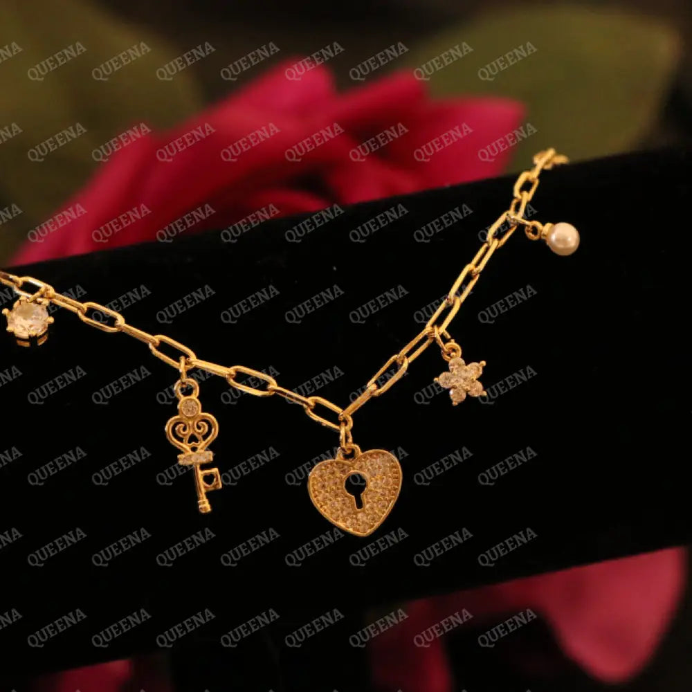 Endless Love Charms Paperclip Bracelet - Bracelet