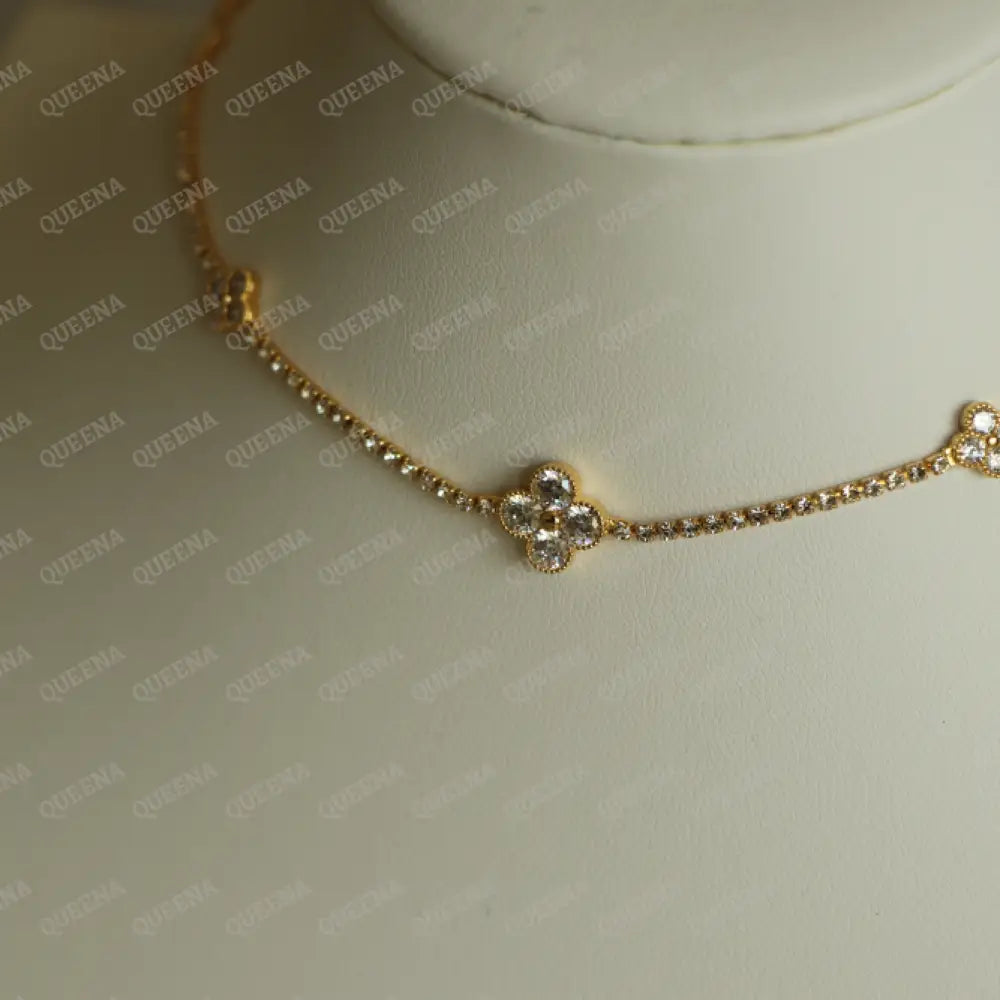 Florita Golden Zircon Stone Tennis Choker Necklace Necklaces