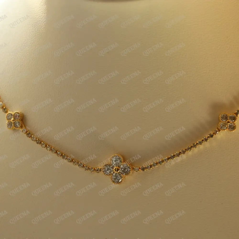 Florita Golden Zircon Stone Tennis Choker Necklace Necklaces