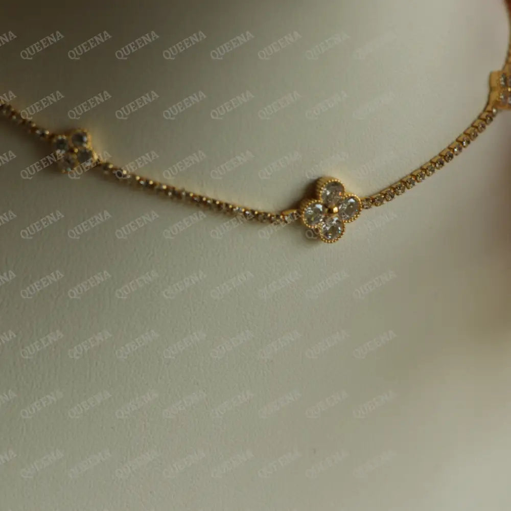 Florita Golden Zircon Stone Tennis Choker Necklace Necklaces