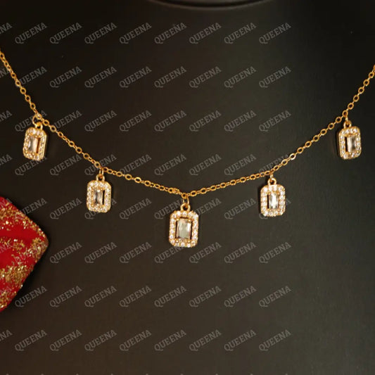 Georgina Gold Square Charms Adjustable Choker Necklace Necklaces