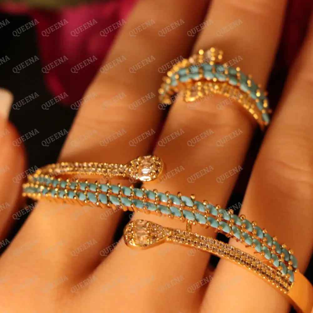 Glamour Fayroz Luxe Half Set Stud with Zircon Stones - High Quality 18k Gold Plated Statement Design - Jewelry Sets
