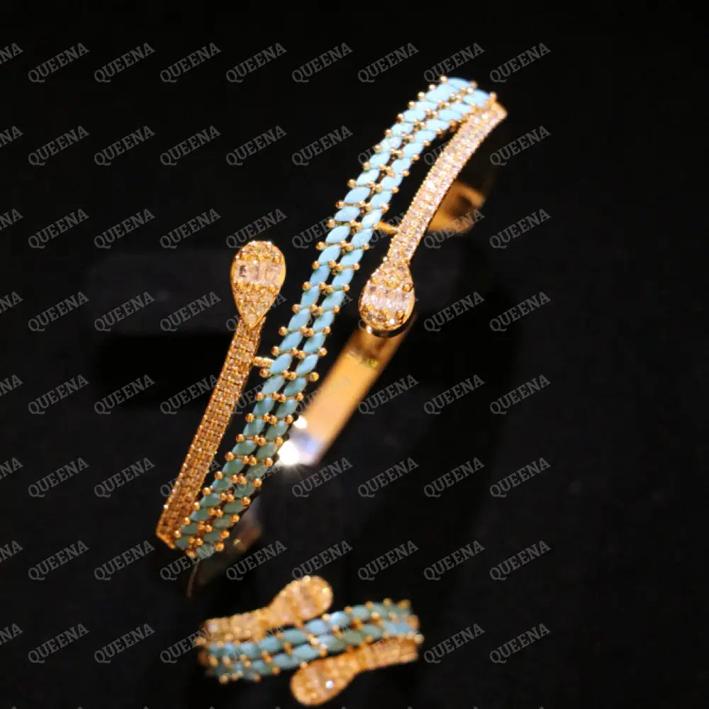 Glamour Fayroz Luxe Half Set Stud with Zircon Stones - High Quality 18k Gold Plated Statement Design - Jewelry Sets