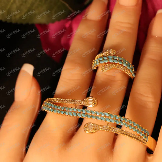 Glamour Fayroz Luxe Half Set Stud with Zircon Stones - High Quality 18k Gold Plated Statement Design - Jewelry Sets
