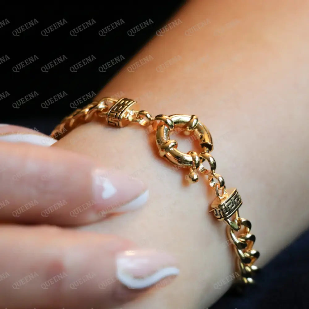 Gold Janzeer Chain With Black Touch And Circle Trendy Bracelet