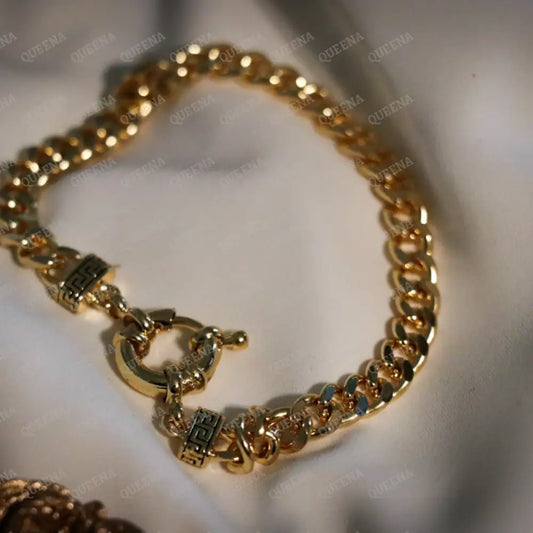 Gold Janzeer Chain With Black Touch And Circle Trendy Bracelet