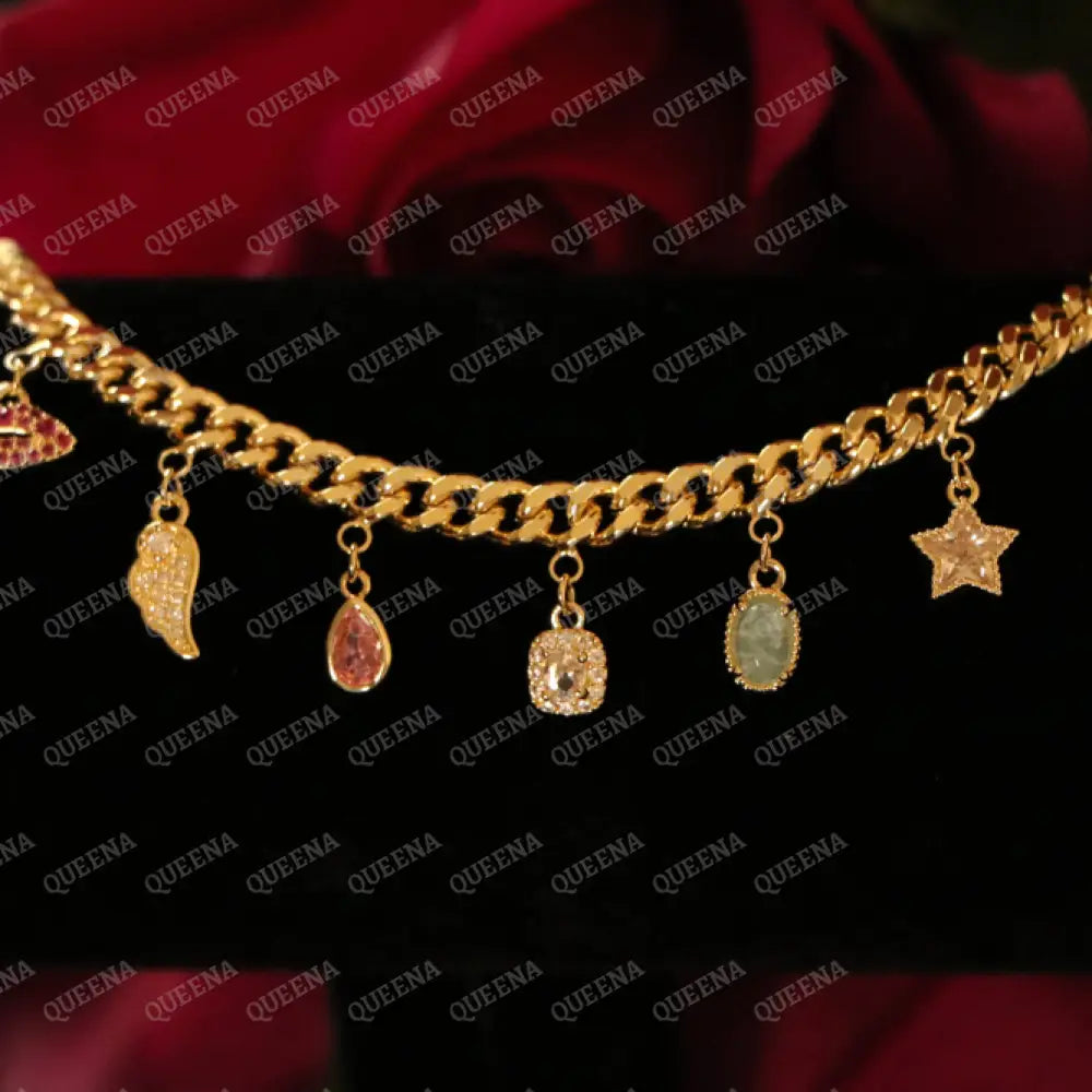 Golden Chain Bracelet with sparkle Charms Bracelet