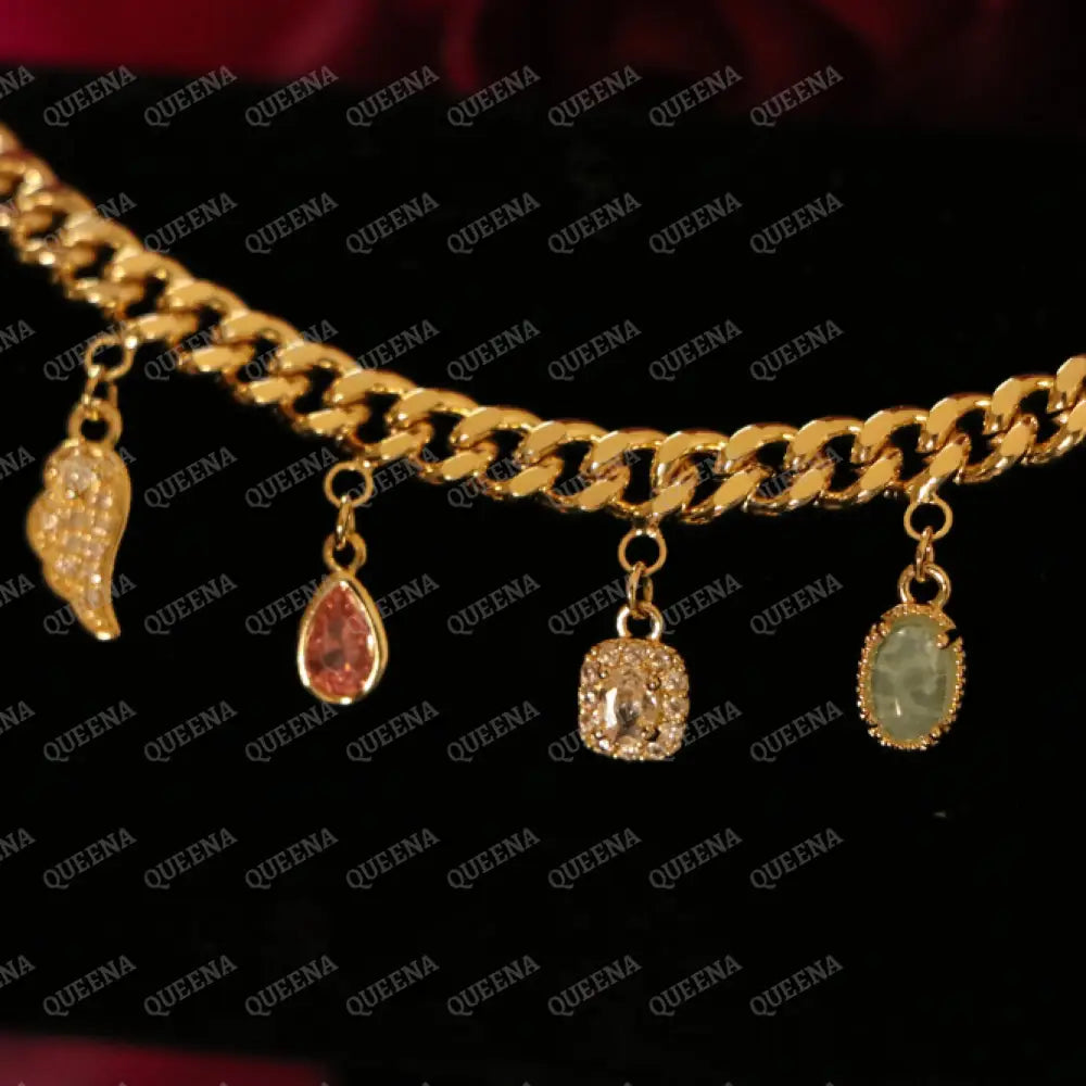 Golden Chain Bracelet with sparkle Charms Bracelet