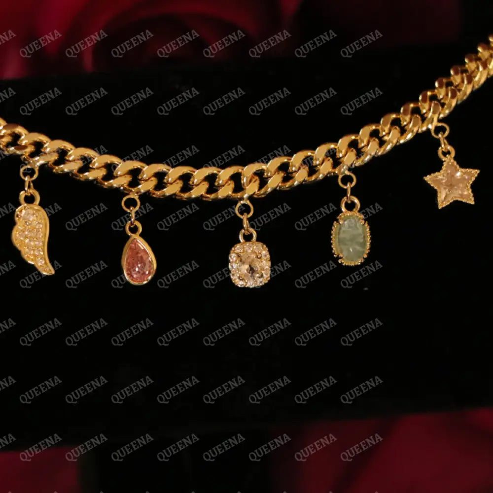 Golden Chain Bracelet with sparkle Charms Bracelet