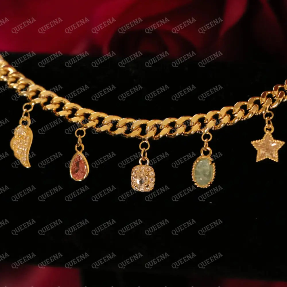 Golden Chain Bracelet with sparkle Charms Bracelet