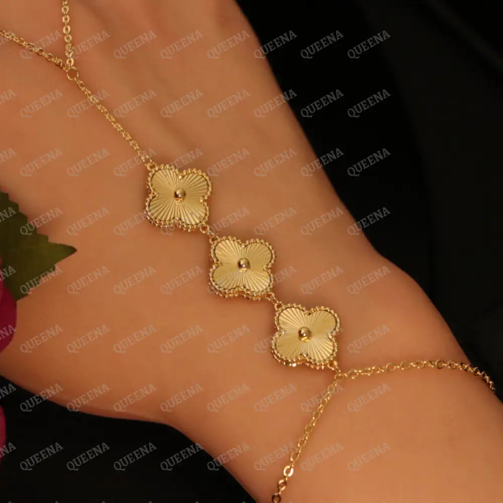 Golden Clover Hand Chain Bracelet Bracelet