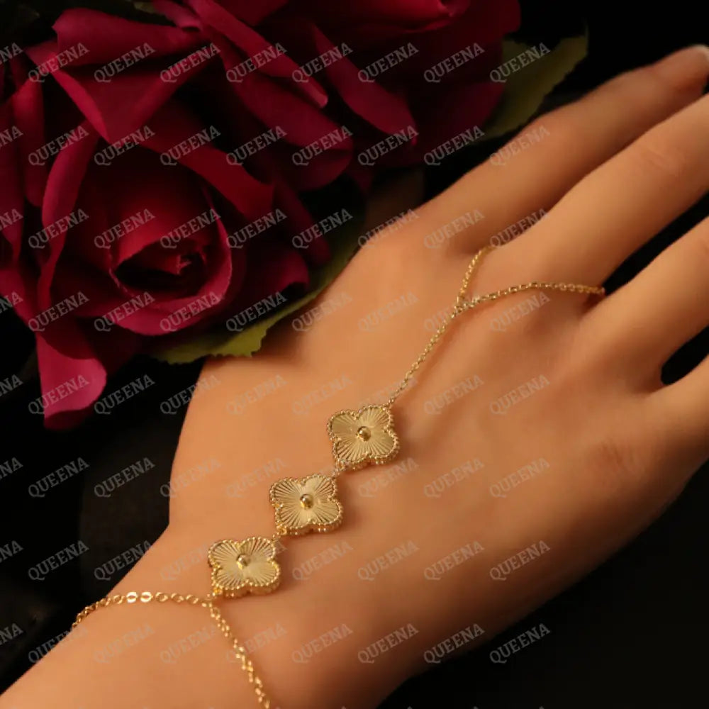 Golden Clover Hand Chain Bracelet Bracelet
