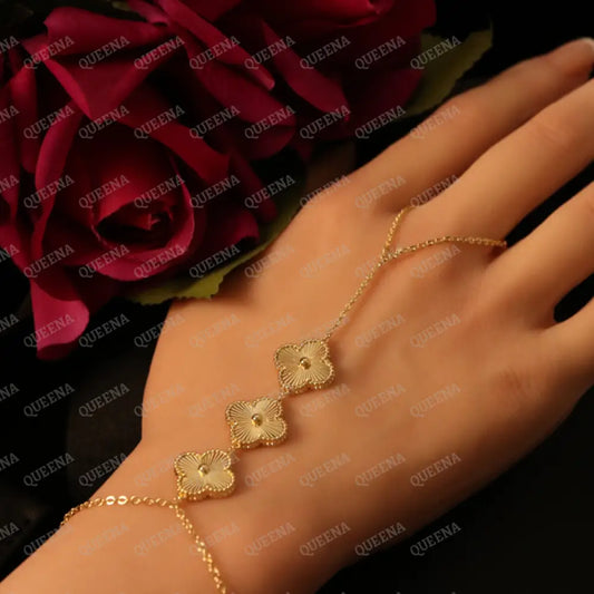 Golden Clover Hand Chain Bracelet Bracelet