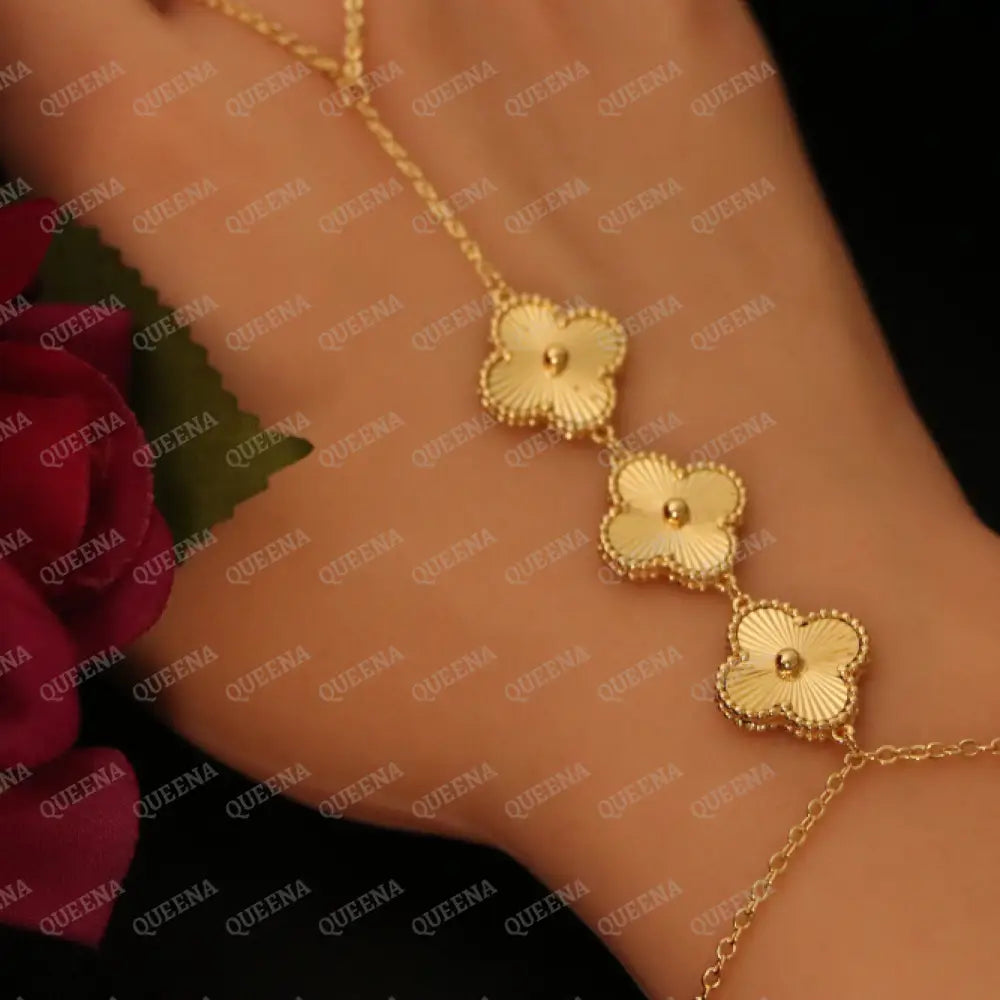 Golden Clover Hand Chain Bracelet Bracelet