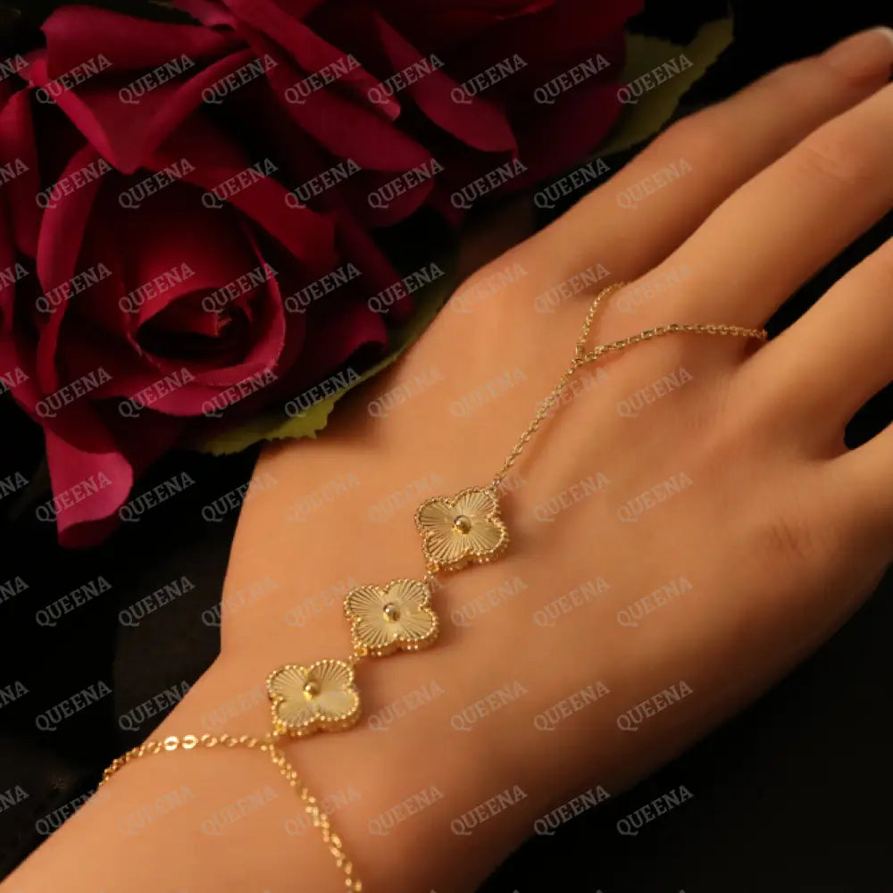 Golden Clover Hand Chain Bracelet Bracelet
