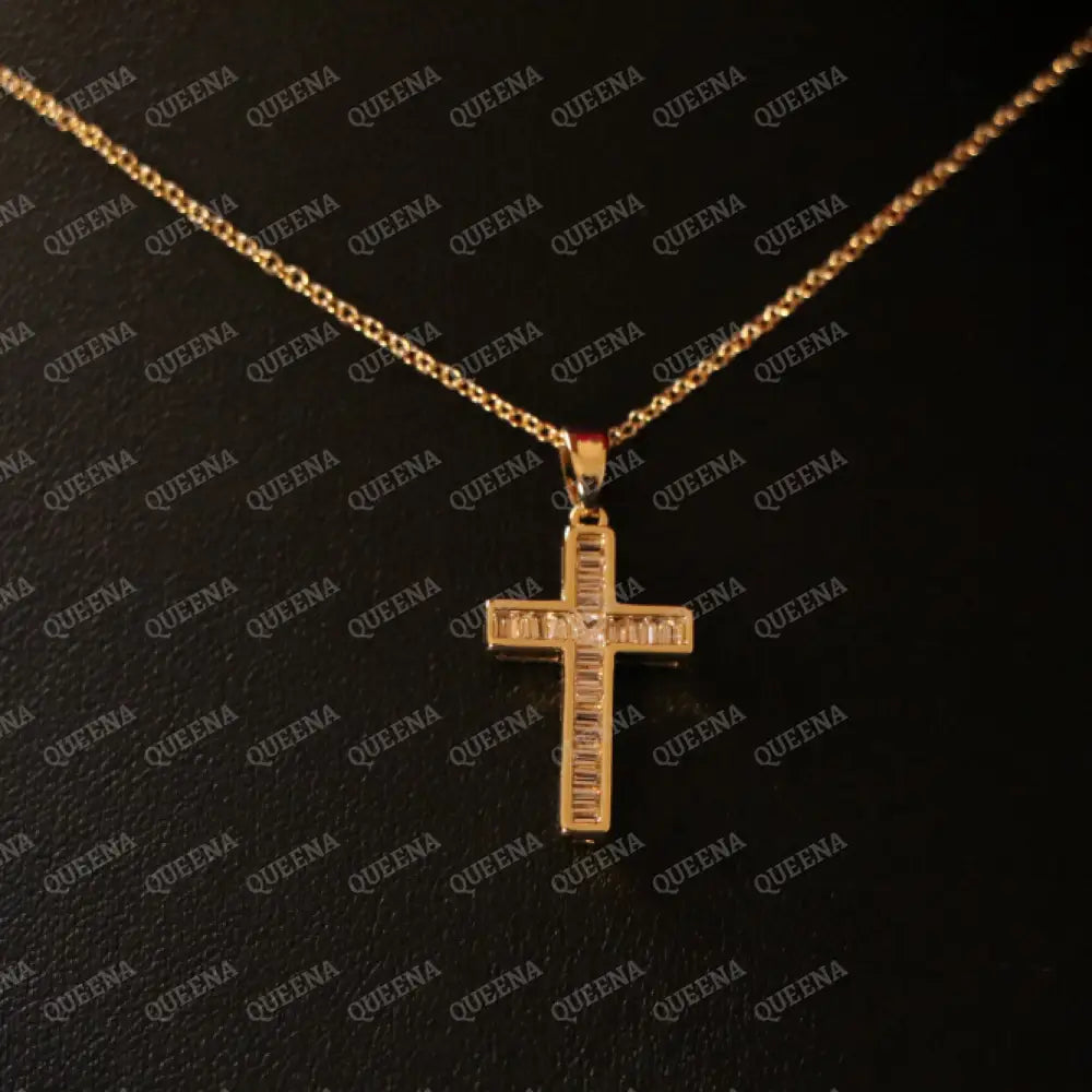 Golden Cross Necklace Studded with Crystals Necklaces