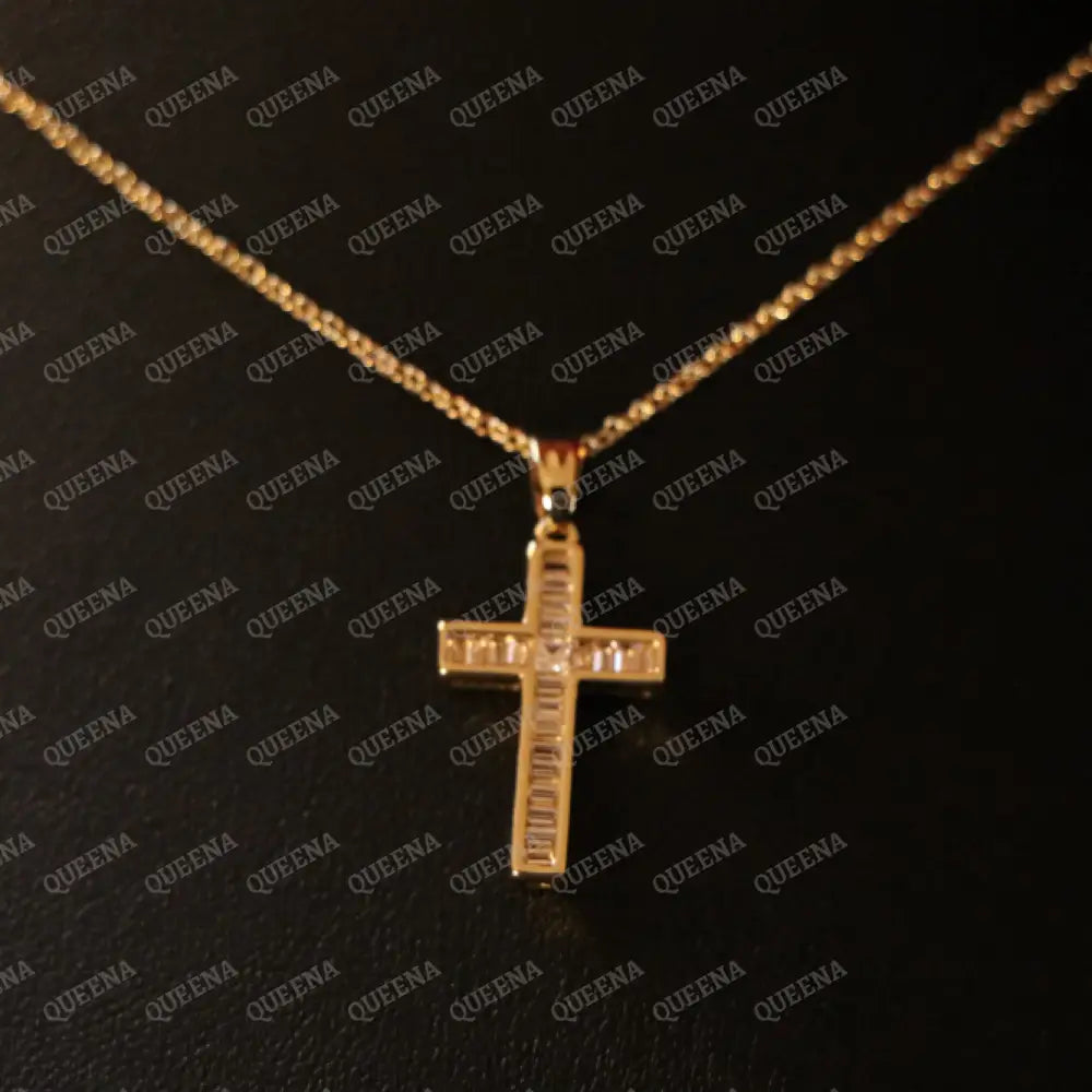 Golden Cross Necklace Studded with Crystals Necklaces