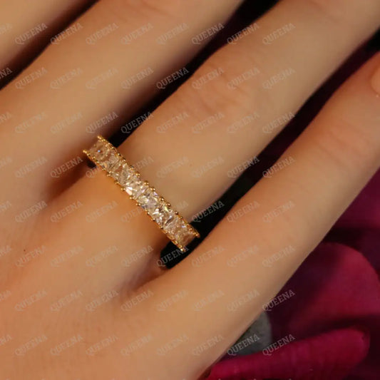 Golden Crystal Rhinestone Tennis Ring - Adjustable (Free Size) Rings