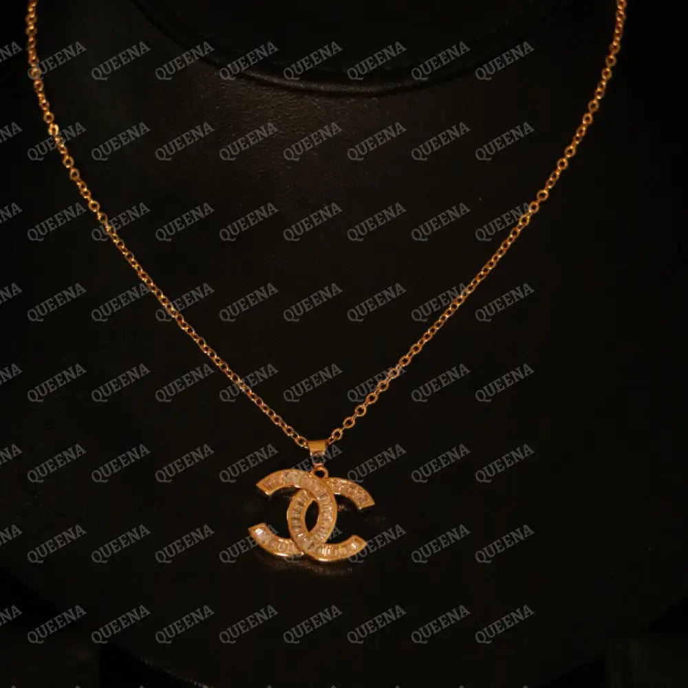 Golden Crystals CH Pendant Necklace Necklaces