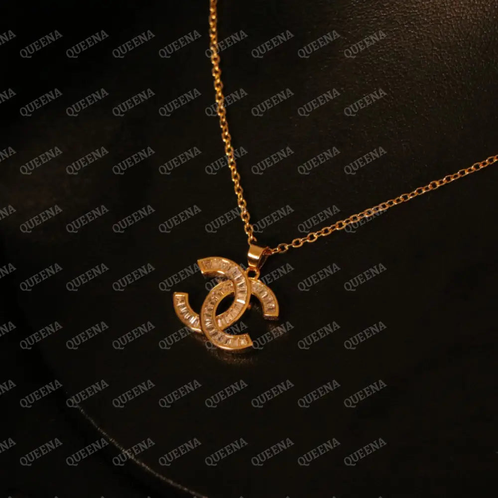 Golden Crystals CH Pendant Necklace Necklaces
