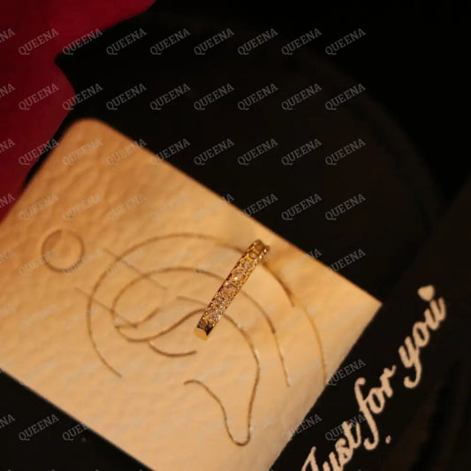 Golden Ear Cuff Studded with Zircons Earrings