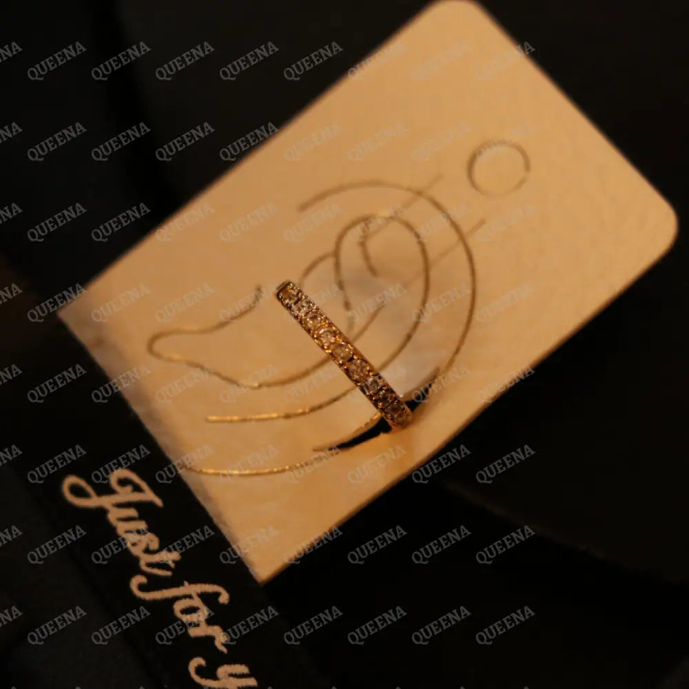 Golden Ear Cuff Studded with Zircons Earrings