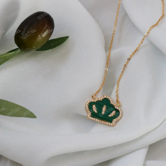 Golden Zircon Green Royal Crown Necklace Necklaces