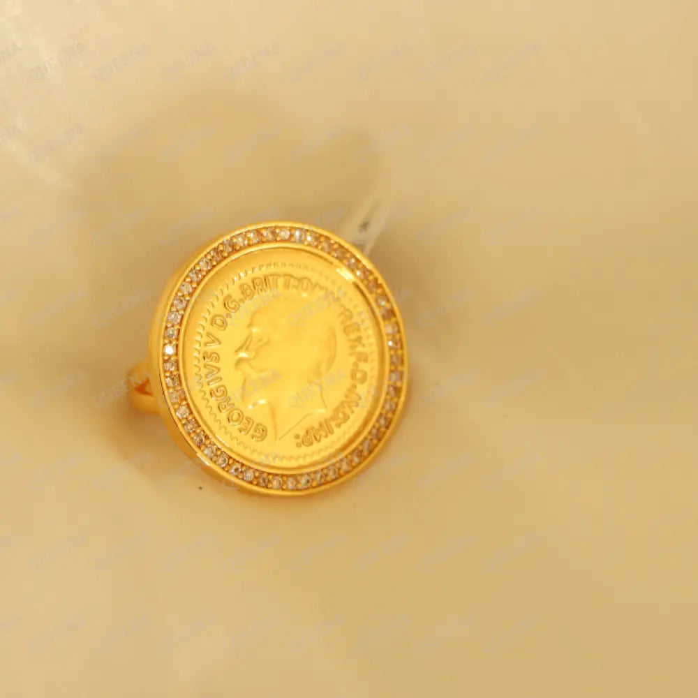 Golden Zircon LYRA Coin Ring Rings