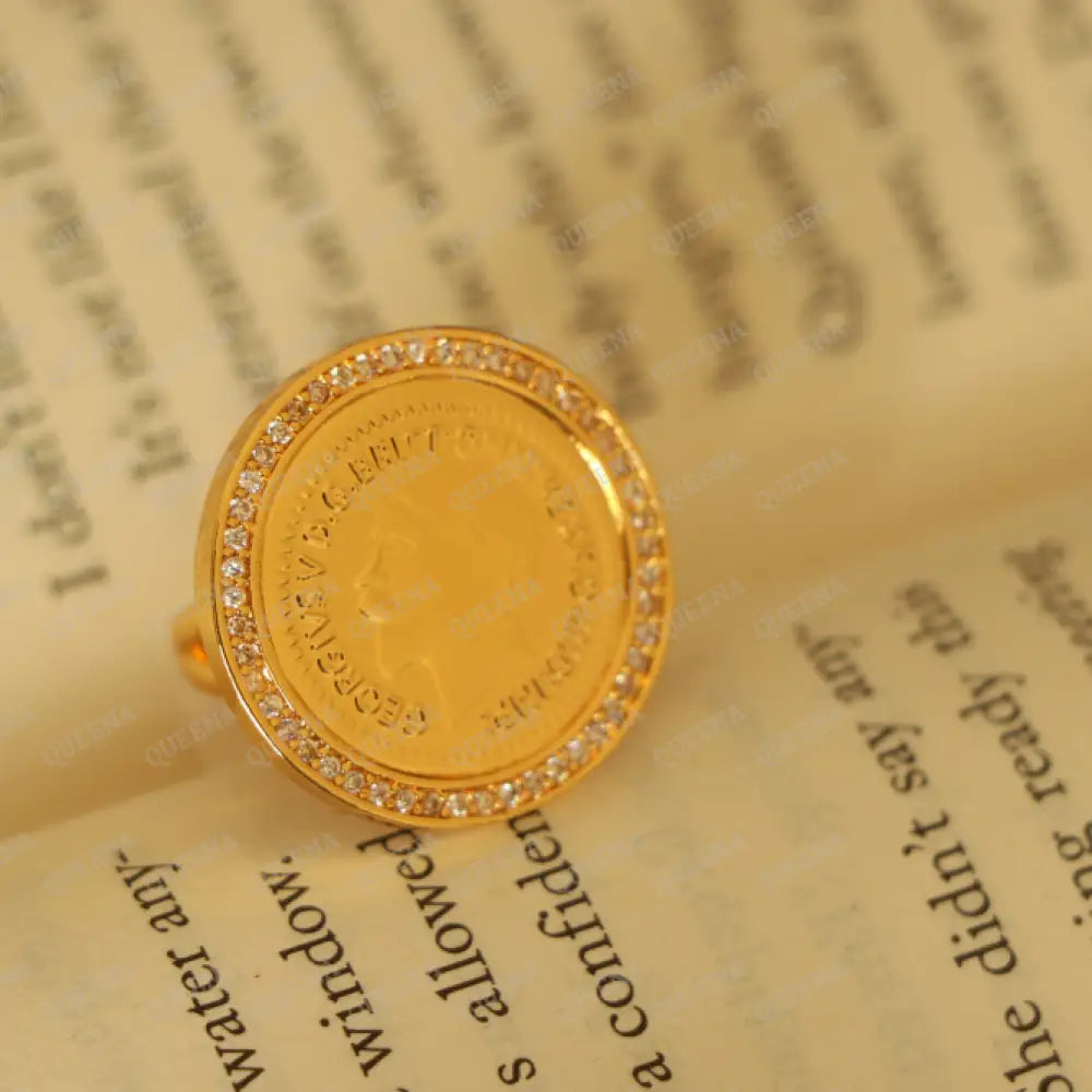 Golden Zircon LYRA Coin Ring Rings