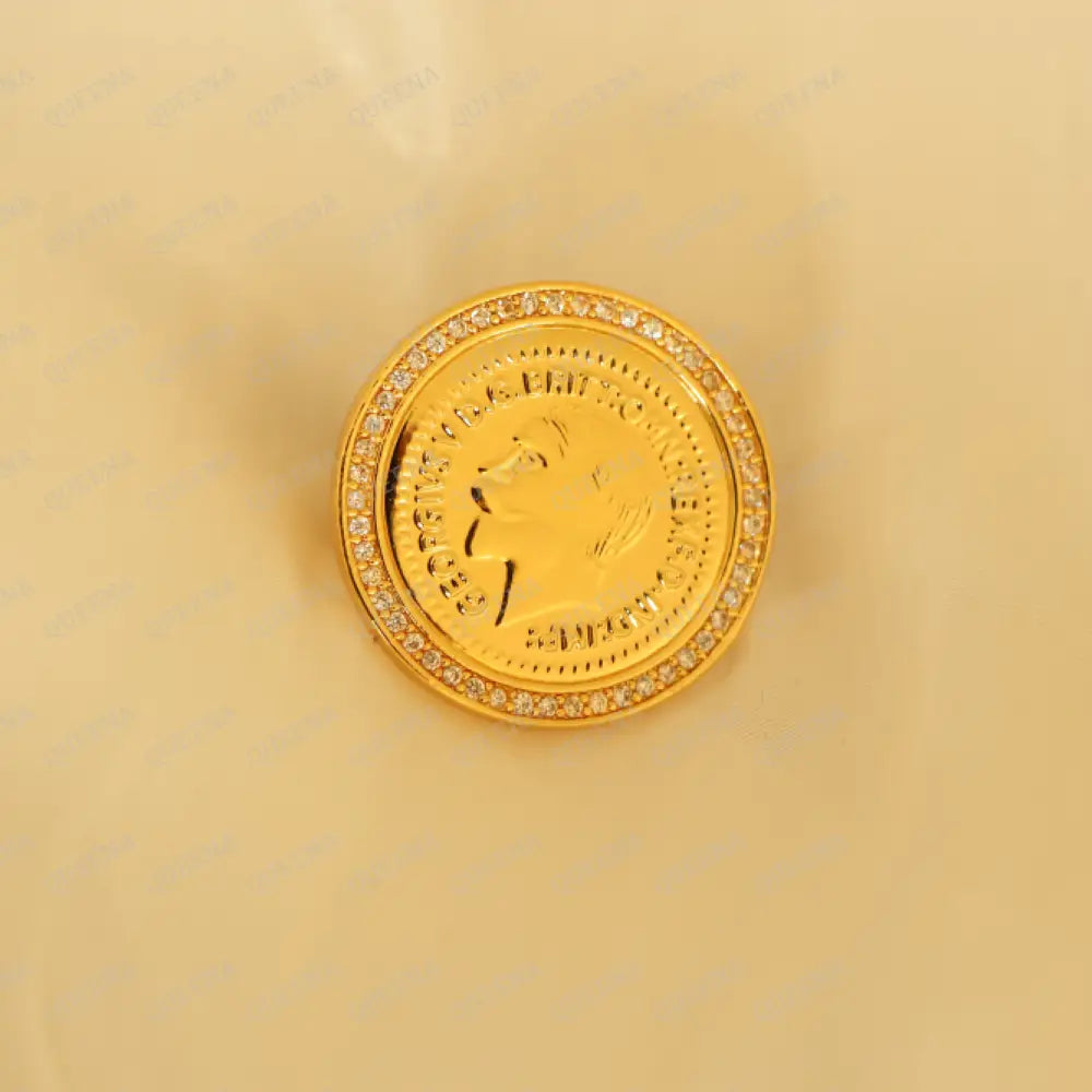 Golden Zircon LYRA Coin Ring Rings