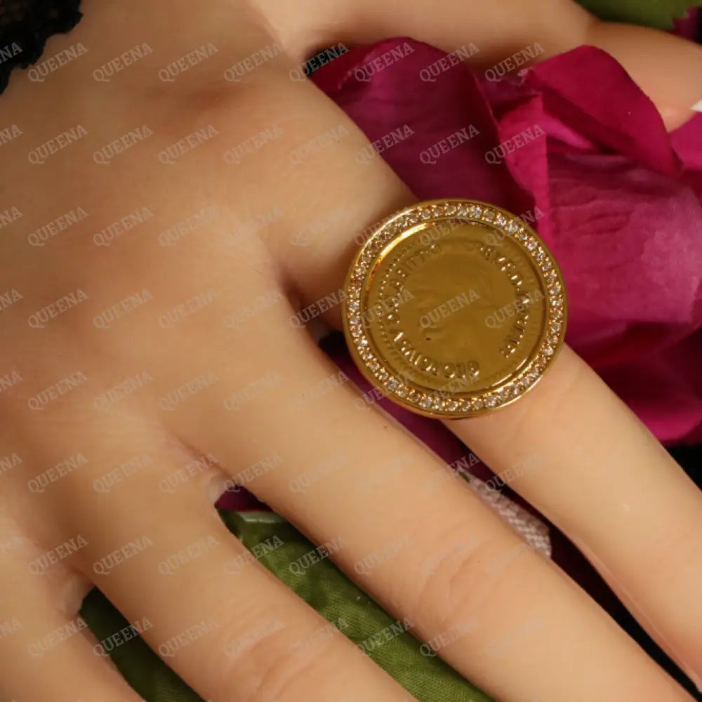 Golden Zircon LYRA Coin Ring Rings