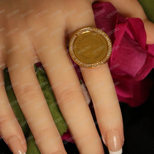 Golden Zircon LYRA Coin Ring Rings