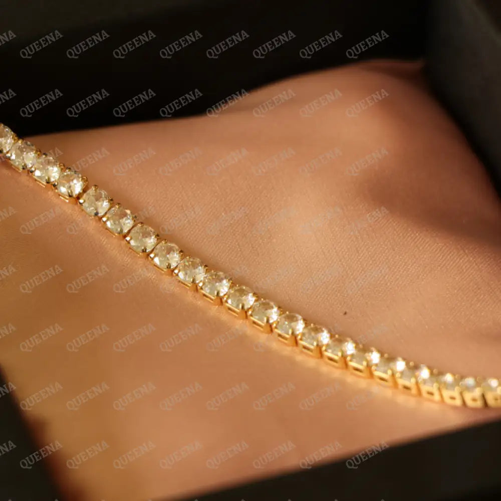 Gold Rose Zircon Rhinestone Tennis Bracelet