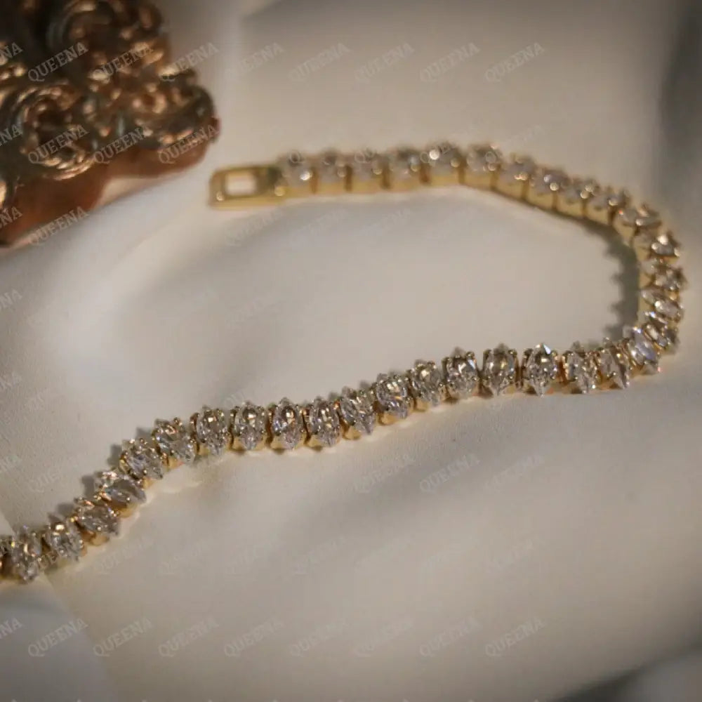 Gold Rose Zircon Rhinestone Tennis Bracelet