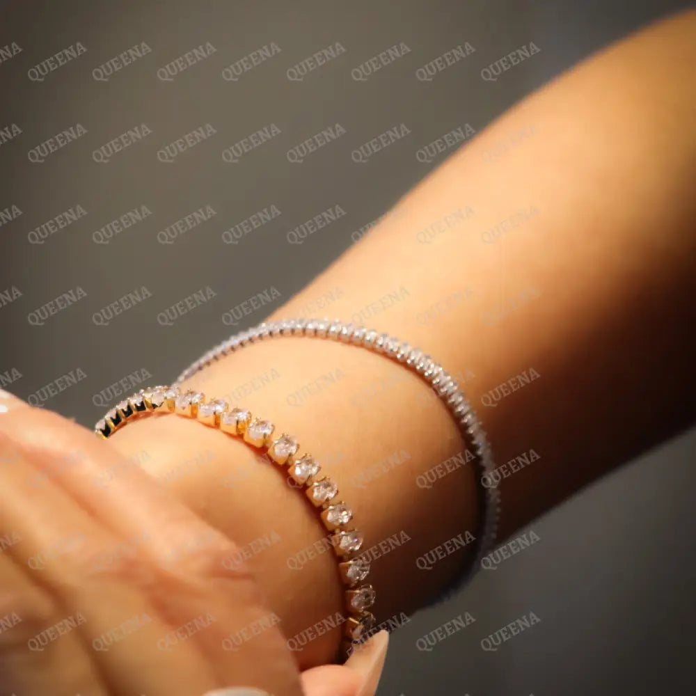Gold Rose Zircon Rhinestone Tennis Bracelet