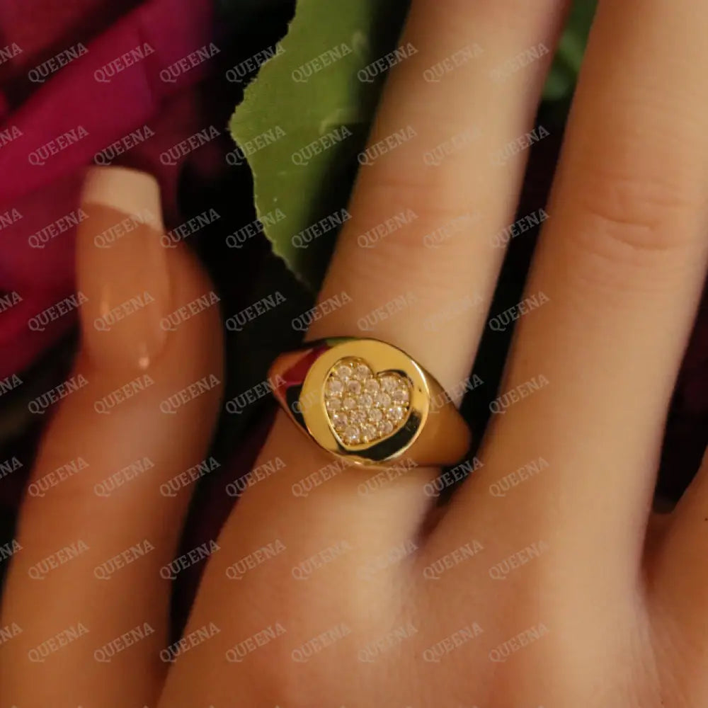 Goldie Sparkle Heart Ring / Adjustable Ring (Free Size) Rings