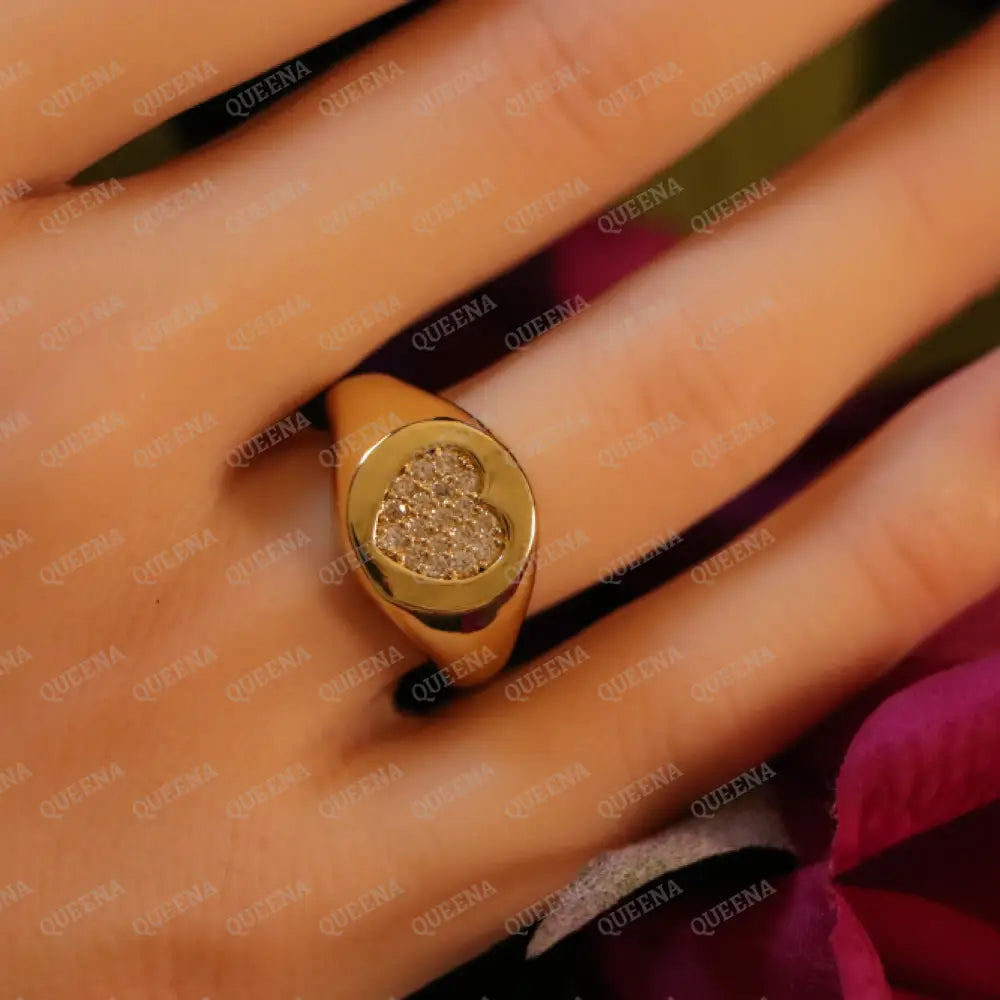 Goldie Sparkle Heart Ring / Adjustable Ring (Free Size) Rings