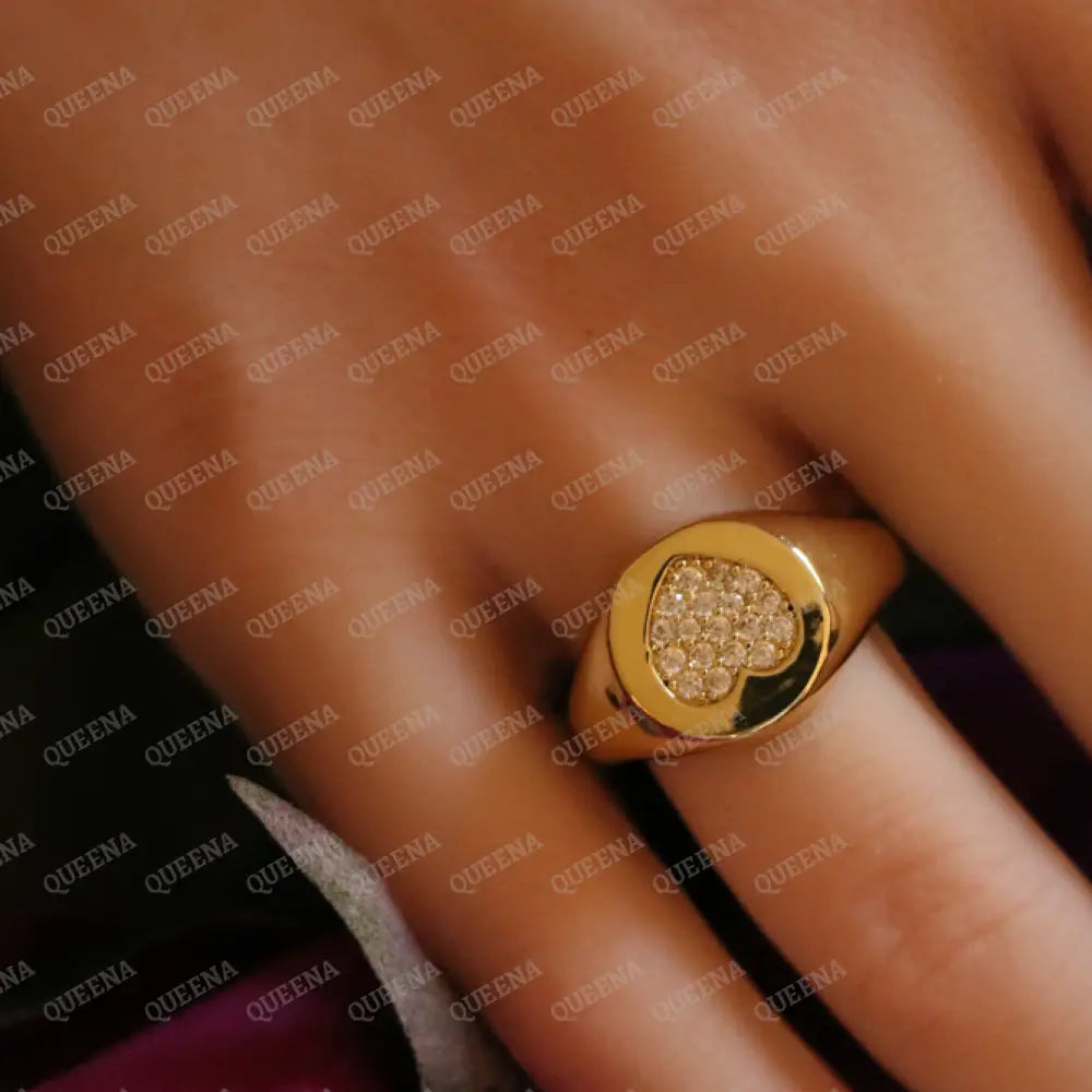 Goldie Sparkle Heart Ring / Adjustable Ring (Free Size) Rings
