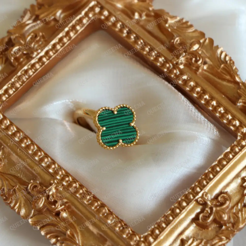 Luxury Vca Ring - Green Leaf Clover Free Size Ring Adjustable Rings