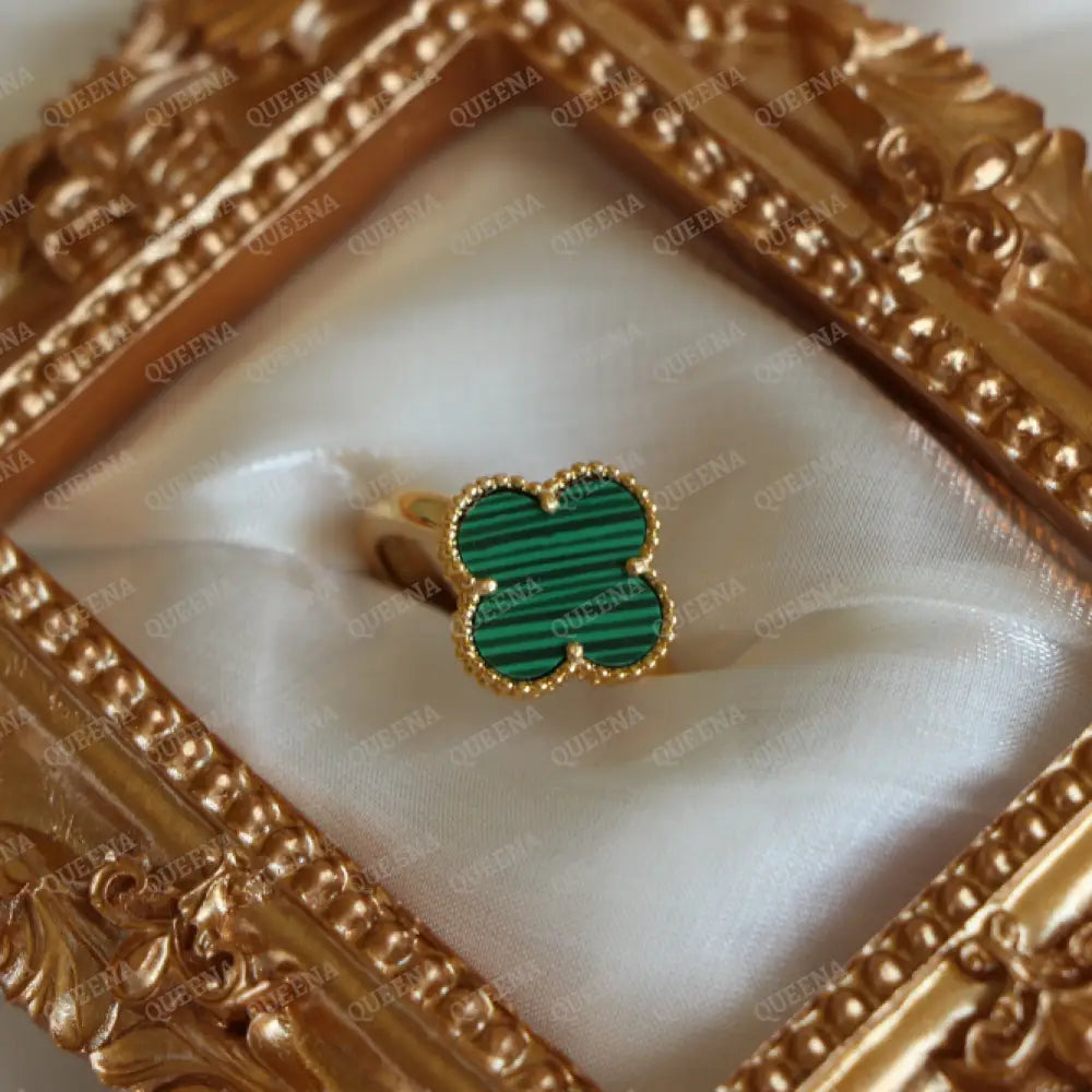 Luxury Vca Ring - Green Leaf Clover Free Size Ring Adjustable Rings