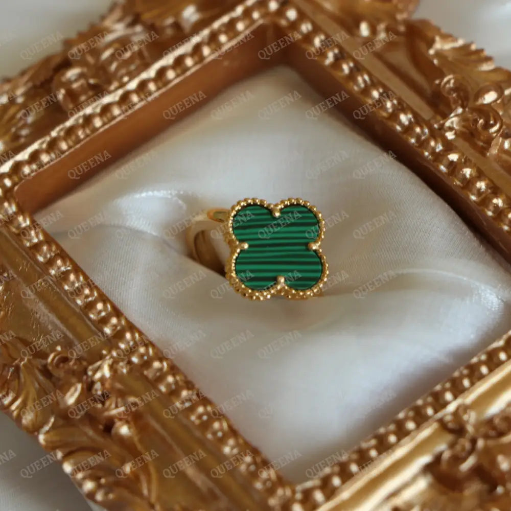 Luxury Vca Ring - Green Leaf Clover Free Size Ring Adjustable Rings